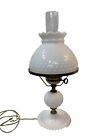 Vintage White Hobnail Milk Glass Hurricane Parlor Table Lamp 19