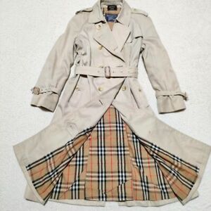 Burberrys Trench Coat Belted A-line Beige Made in England Women Size Free Used