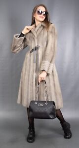 12408 SUPERIOR REAL SILVER MINK COAT LUXURY FUR JACKET LONG BEAUTIFUL SIZE S