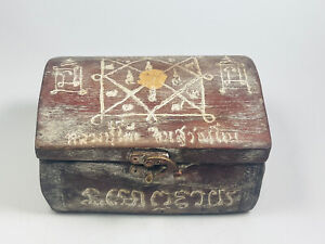 Old wood box set Phra Pidta buddha Amulet Talisman LP TOH Wat Pradu Magic Yantra