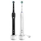 ~Oral-B Pro 1000 CrossAction Electric Toothbrush, Braun Drive,2-Pack Black&White