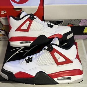 Nike Air Jordan 4 Red Cement Black White Shoes 408452-161 Youth Size 7Y/8.5W NEW