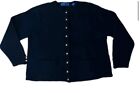 Karen Scott Womens 100% Wool Black Button Up Cardigan Sweater two pocket Size 3X