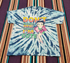 Vintage Y2K Betty Boop Don't Hate Me Tie Dye AOP Blue White T Shirt Size Large