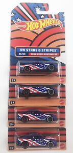 Lot of 4 HOT WHEELS 2022 Stars & Stripes 2018 Ford Mustang GT 1/64 Walmart Excl.