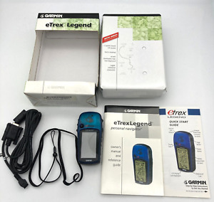 Garmin eTrex Legend GPS Blue Handheld Personal Navigator Bundle Box Manual Cords