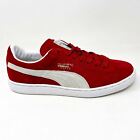 Puma Suede Classic Ribbon Red White Mens Casual Sneakers 181649 01