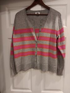 Women's Gray And Pink Striped Cardigan Size XXL Old Navy