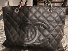CHANEL GST Chain Tote Black Leather Bag - Chanel Bag