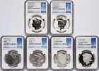 New Listing6 coin set 2023 morgan and peace silver dollars ngc ms pf rp 70 first day 1st