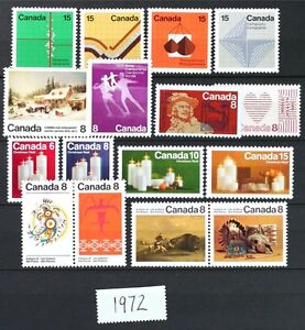 CANADA Postage Stamps, 1972 Year Set collection, 16 different Mint NH, See scans