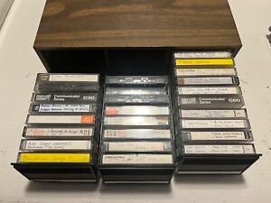 Lot of 26 Audio Cassettes Pre Recorded 80s 90s Sold as Blanks 3 Drawer Organizer