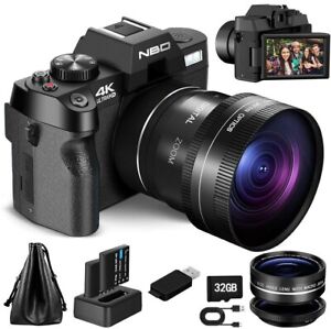 NBD Digital Camera 4K 48MP 16X Anti-Shake Vlogging Camera WiFi W/Battery 32GB TF