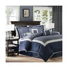 Madison Park Genevieve King Size Bed Comforter Set Bed in A Bag - Navy, Piece...