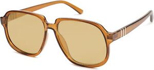SOJOS Retro Vintage Square Polarized Sunglasses for Women Men 70s Brown/Brown