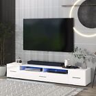 TV Stand for 70 75 85 90 inch TV Big TV Console with 16 Color LED Lights White