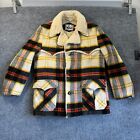 Vintage 1960s Woolrich 100% Wool Coat Plaid Jacket Chore Wool Lining Size 44