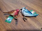 2 Old World Christmas Clip-On Glass Bird Ornaments New