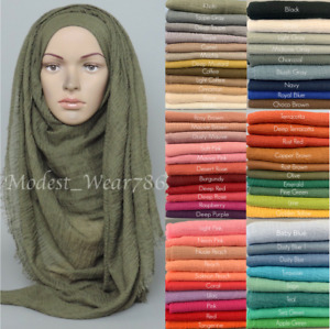 Premium Viscose Maxi Crinkle Hijab Scarf Shawl Islam Muslim Headcover 180x100cm