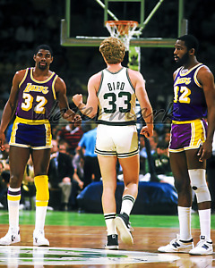 NBA Magic Johnson Lakers Larry Bird Celtics RESPECT Color 8 X 10 Photo Picture