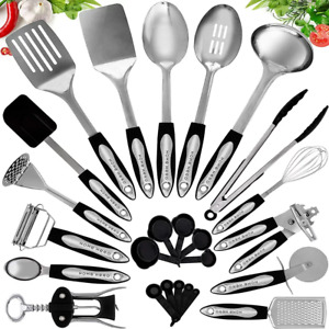 Kitchen Utensils - Cooking Utensils Set - Nonstick Cookware Set - 25 Pcs, Silver