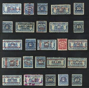 US BOB STAMPS PLAYING CARDS REVENUE STAMPS LOT OF (25) NICE VARIETY USED