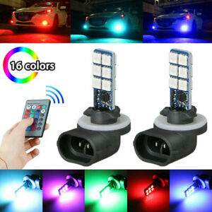 2x RGB 881 5050 LED Lamp Multi-Color Car Headlight Fog Light Lamp Bulb w/ Remote (For: More than one vehicle)