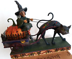 Jim Shore Heartwood Creek 2008 Wicked Ride Witch Cat pulling Cart Pumpkin BOX