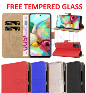 LUXURY CASE FOR SAMSUNG GALAXY A71 5G COVER Pu LEATHER WALLET FLIP + GLASS