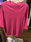 QUACKER FACTORY PINK WITH SWRILS OF BEADS ON FRONT, SIZE XL