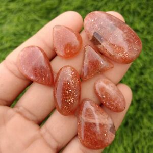 7 Pc Top Quality Natural Sunstone Cabochon Loose Gemstone Wholesale 18-31 Lot mm