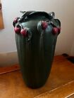 Ephraim Pottery Laura Klein Signed Large Green Drip w Christmas Red Cherry Branc