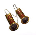 Vintage Brass Coral Earrings Drops  Hallmarked