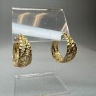 VINTAGE Preloved 14K Yellow Gold Large & Wide Filigree Hoops w/ Hinged Clip