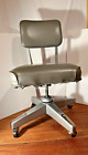 Vintage Gray MCM Industrial Steel Tanker Swivel/Rolling Office Desk Chair VGC