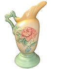 Vintage Hull Pottery Woodland Vase W3 Small Pitcher Chartreuse Pink Signed