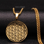Flower of Life Stainless Steel Necklace Silver Gold Color Pendant Amulet Women