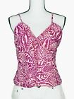 Sienna Sky Wild Orchid Floral Crop Spaghetti Straps Top Size Large