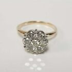 1Ct Round Cut Lab Created Diamond Engagement Cluster Ring 14K Yellow Gold Plated