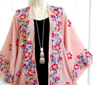 Kimono Embroidered Artsy Boho Loose Plus One Size 1X 2X 3X 4X Bust 56