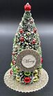 Bethany Lowe Decorated & Glittered Bottle Brush Christmas Tree Decor