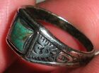 VINTAGE NAVAJO THUNDERBIRD TURQUOISE STERLING SILVER RING SIZE 8 1/4 vafo