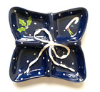 Vintage Laurie Gates Christmas Twilight Collection Navy Blue Divided Dish 1997