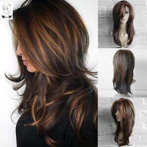 Real Hair! New Gorgeous Women's Long Mix Brown Straight Human Hair Wigs Color X
