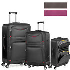 3 Piece Softshell Luggage Set w/Lock Lock Wheels Lightweight Expandable Suitcase