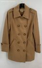 Michael Kors Womens Camel Wool Blend Pockets Double Breasted Pea Coat Size 4