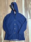 L.L.Bean Easy-Care Coat Blue Womens Size Medium Hooded Button Front 280805