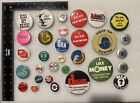 31 Pin Back Buttons All Round vintage mixed lot