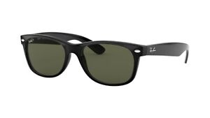 RayBan New Wayfarer Classic Black/Green Polarized 55 Sunglasses RB2132 901/58 55