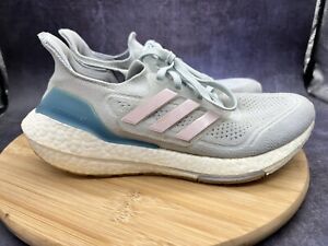 Adidas Ultraboost 21 Shoes Women's Size 8.5 Running Sneakers Gray Blue FY0395